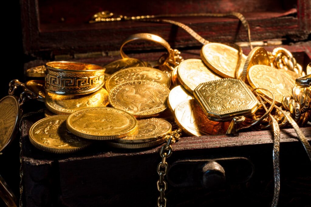 Jewels and gold coins